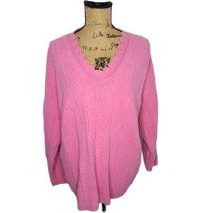 Vintage 80s 90s Pink Barbiecore Cozy Cable Knit Slouchy Sweater